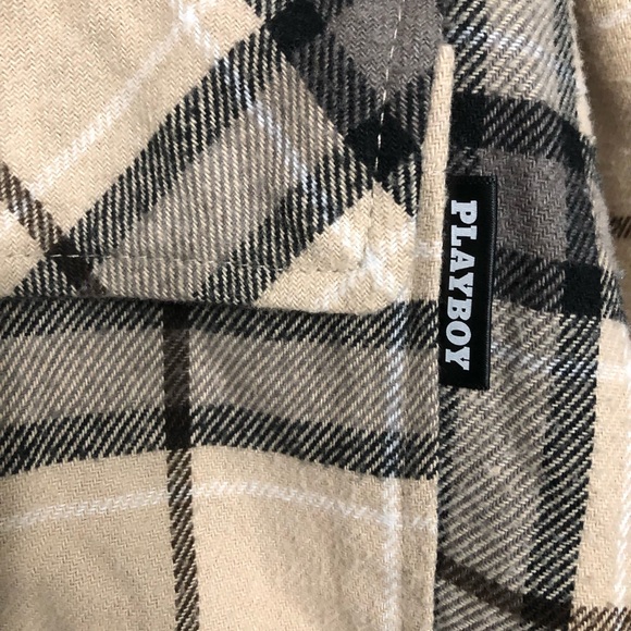 Playboy plaid shirt with iconic bunny logo print on the back size m - Picture 3 of 4